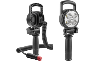 Phare de travail avec LEDs, poignée, câble spiralé et interrupteur