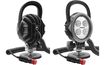 Phare de travail avec LEDs, support magnétique, câble spiralé et interrupteur