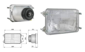 Insert de phare type H4, distance entre supports 180x65 (feux: de croisement, de route, de position)