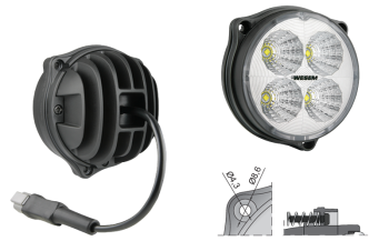 Phare de travail avec LEDs, câble et connecteur Deutsch DT04-2P (fixation pour 3 vis)