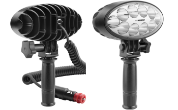Lampe de travail avec LEDs, poignée, support magnétique, câble spiralé et interrupteur