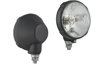 Phare avant type H4 dans un boîtier plastique - debout (feux: de croisement, de route, de position)