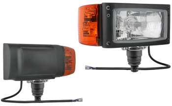 Phare avant type H4 avec support inférieur et câble - droit