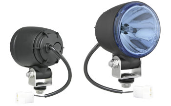 Phare halogène de route avec câble et connecteur AMP Faston - bleu