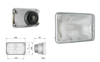 Insert de phare type H4, distance entre supports 143x72 (feux: de croisement, de route)