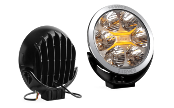 Phare de route avec LEDs et cadre chromée et feu de position bicolore