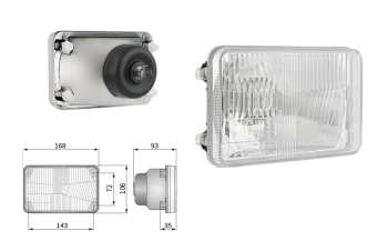 Insert de phare type H4, distance entre supports 143x72 (feux: de croisement, de route)