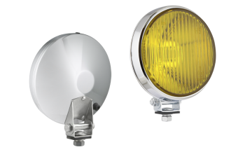 Phare halogène d'antibrouillard dans un boîtier métallique chromé - jaune