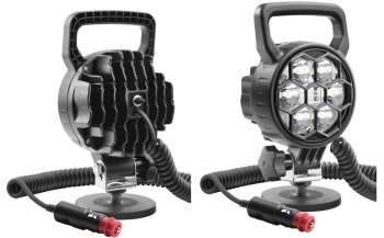 Phare de travail avec LEDs, support magnétique, câble spiralé et interrupteur