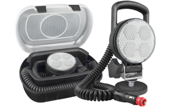 Phare de travail avec LEDs, support magnétique, câble spiralé et interrupteur