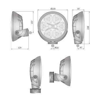 FERVOR 220 phares de route et feux de position à LED BLACK SERIES