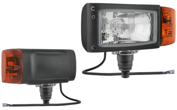 Phare avant type H4 avec support inférieur et câble - gauche