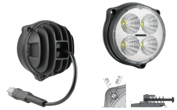 Phare de travail avec LEDs, câble et connecteur Deutsch DT04-2P (fixation pour 3 vis)