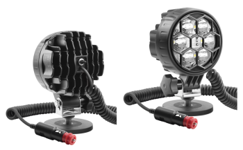 Phare de travail avec LEDs, support magnétique, câble spiralé et interrupteur