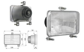 Insert de phare type H4, distance entre supports 130x128 (feux: de croisement, de route)