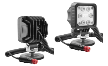 Phare de travail avec LEDs, support magnétique, câble spiralé et interrupteur