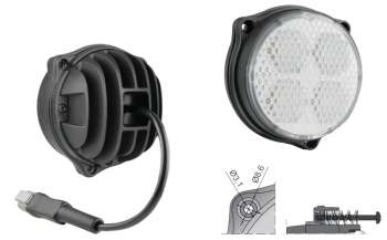 Phare de travail avec LEDs, câble et connecteur Deutsch DT04-2P (fixation pour 3 vis)
