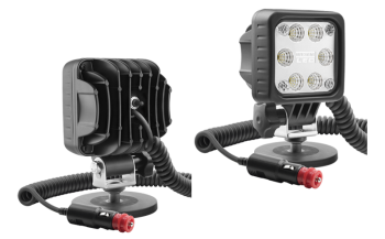 Phare de travail avec LEDs, support magnétique, câble spiralé et interrupteur
