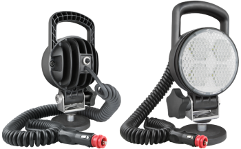 Phare de travail avec LEDs, support magnétique, câble spiralé et interrupteur