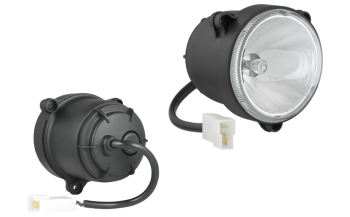 Phare halogène de route (fixation pour 3 écrous) avec câble AMP Faston et connecteur AMP Faston