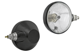 Phare avant type H4/R2 dans un boîtier métallique - droit (feux: de croisement, de route, de position)