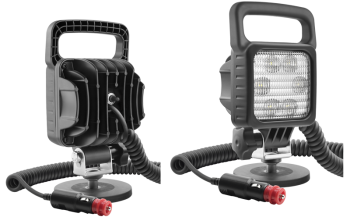 Phare de travail avec LEDs, support magnétique, câble spiralé et interrupteur