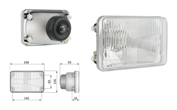Insert de phare type H4, distance entre supports 142x65 (feux: de croisement, de route, de position)