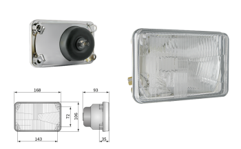 Insert de phare type H4, distance entre supports 143x72 (feux: de croisement, de route, de position)