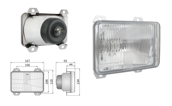 Insert de phare type H4, distance entre supports 106x118 (feux: de croisement, de route)