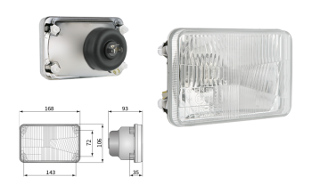 Insert de phare type H4, distance entre supports 143x72 (feux: de croisement, de route, de position)