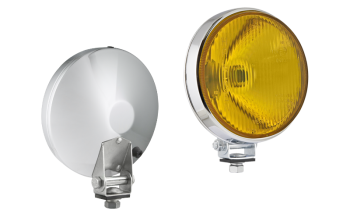 Phare halogène de route dans un boîtier métallique chromé - jaune