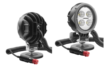 Phare de travail avec LEDs, support magnétique, câble spiralé et interrupteur