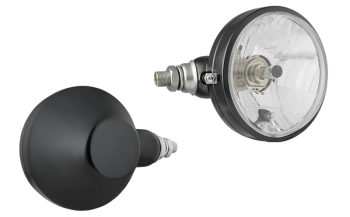 Phare avant type H4/R2 dans un boîtier métallique - gauche (feux: de croisement, de route, de position)