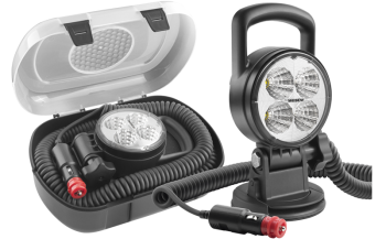 Phare de travail avec LEDs, support de ventouse, câble spiralé et interrupteur