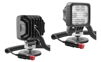 Phare de travail avec LEDs, support magnétique, câble spiralé et interrupteur