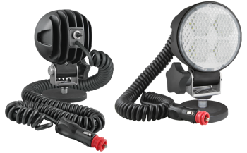 Phare de travail avec LEDs, support magnétique, câble spiralé et interrupteur