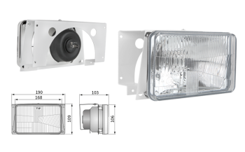 Phare avant type H4, distance entre supports 150x90 (feux: de croisement, de route)
