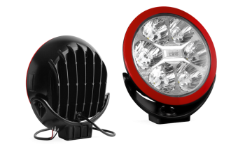 Phare de route avec LEDs et cadre rouge
