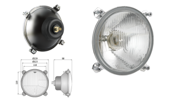 Phare avant type R2 - circulation à gauche (feux: de croisement, de route)