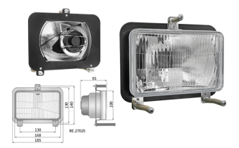 Phare avant type H4, distance entre supports 130x140 (feux: de croisement, de route)