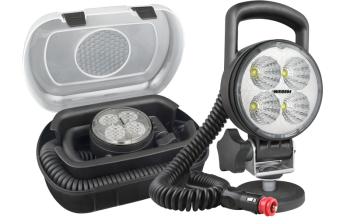 Phare de travail avec LEDs, support magnétique, câble spiralé et interrupteur
