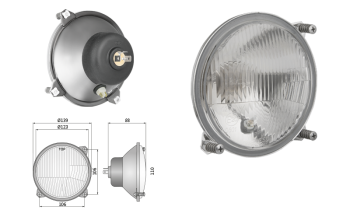 Phare avant type R2 - circulation à droite (feux: de croisement, de route, de position)