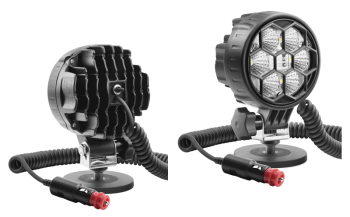 Phare de travail avec LEDs, support magnétique, câble spiralé et interrupteur