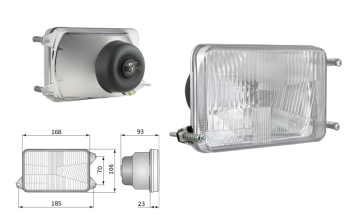 Insert de phare type H4, distance entre supports 185x70 (feux: de croisement, de route, de position)