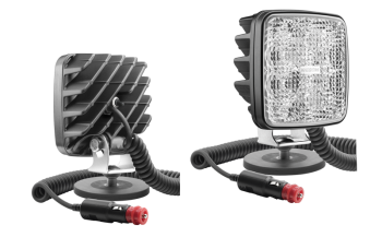 Phare de travail avec LEDs, support magnétique, câble spiralé et interrupteur