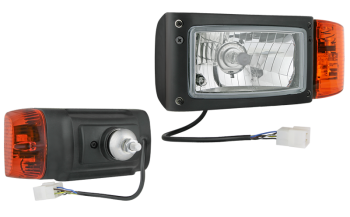 Phare avant type H4 avec support arrière, câble et connecteur AMP - gauche