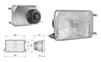 Insert de phare type H4, distance entre supports 185x70 (feux: de croisement, de route)