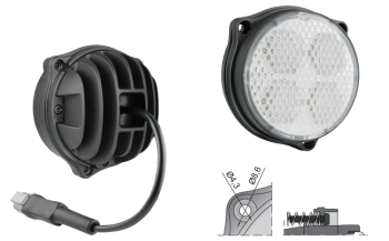 Phare de travail avec LEDs, câble et connecteur Deutsch DT04-2P (fixation pour 3 vis)