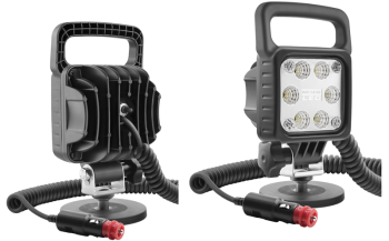 Phare de travail avec LEDs, support magnétique, câble spiralé et interrupteur